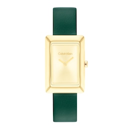 Ladies\' Green Gold-Tone 25200273) Leather Calvin Klein (Model: Strap Zales | IP Watch