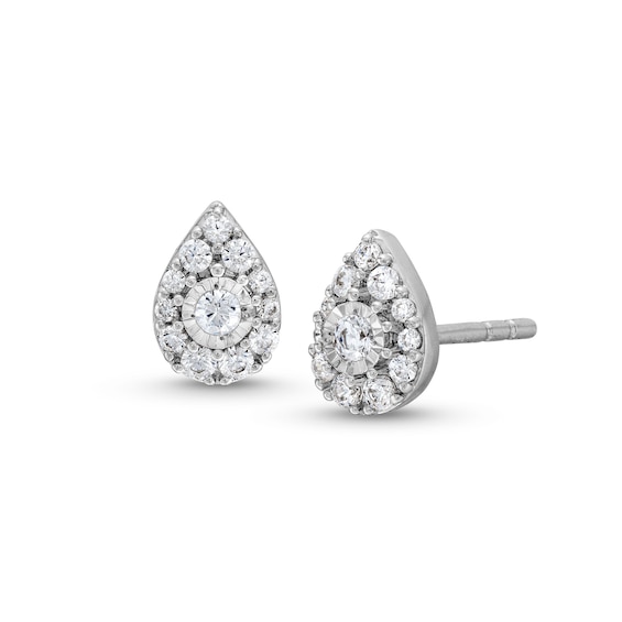 1/4 CT. T.w. Pear-Shaped Multi-Diamond Stud Earrings in Sterling Silver
