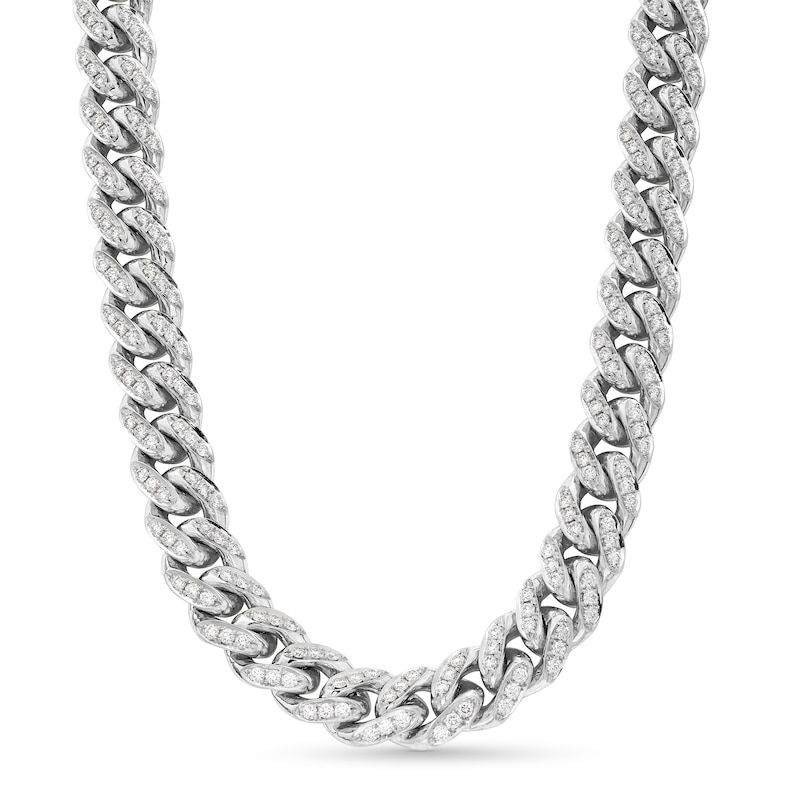 Zales x Alessi Domenico 10-1/2 CT. T.W. Diamond Miami Cuban Chain Necklace in 18K White Gold - 18"