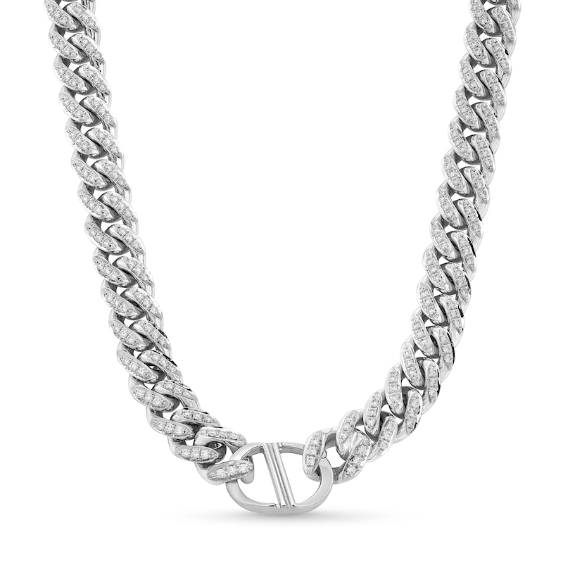 Zales x Alessi Domenico 7-1/2 CT. T.W. Diamond Miami Cuban Chain Necklace in 18K White Gold - 24"