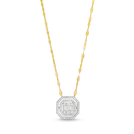 1/2 CT. T.w. Princess-Shaped Multi-Diamond Double Octagonal Frame Necklace in 10K Gold