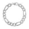 Thumbnail Image 0 of 12.0mm Diamond-Cut Figaro Chain Bracelet in Solid Sterling Silver - 8.5"