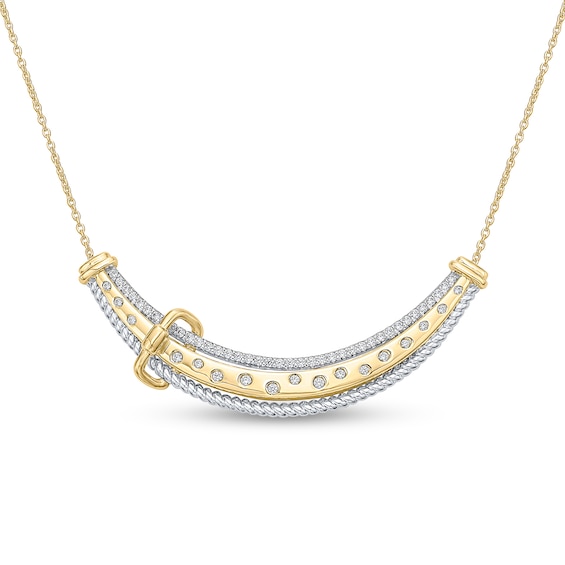 1/2 CT. T.w. Certified Lab-Created Diamond Buckle Curved Bar Necklace in Sterling Silver and 10K Gold Plate (I/Si2)