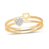 Thumbnail Image 0 of Heart-Shaped Multi-Diamond Accent and Polished Heart Two Piece Stackable Ring Set in 10K Gold
