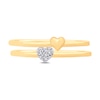 Thumbnail Image 1 of Heart-Shaped Multi-Diamond Accent and Polished Heart Two Piece Stackable Ring Set in 10K Gold