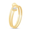Thumbnail Image 2 of Heart-Shaped Multi-Diamond Accent and Polished Heart Two Piece Stackable Ring Set in 10K Gold