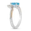 Thumbnail Image 2 of Enchanted Disney Jasmine Pear-Shaped Swiss Blue Topaz and Diamond Contour Crown Ring in Sterling Silver and 10K Gold