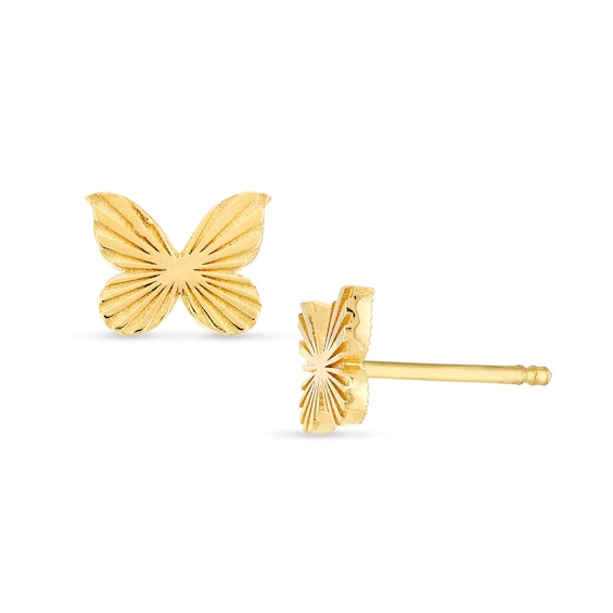 Fluted Butterfly Stud Earrings in 14K Gold