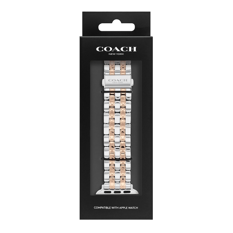 Ladies' Coach Apple Watch Straps Two-Tone Interchangeable Replacement Band Smart Watch Attachment (Model: 14700244)