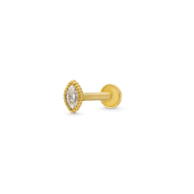 Main Image 1 of Diamond Accent Marquise Tube Cartilage Single Stud Earring in 14K Gold