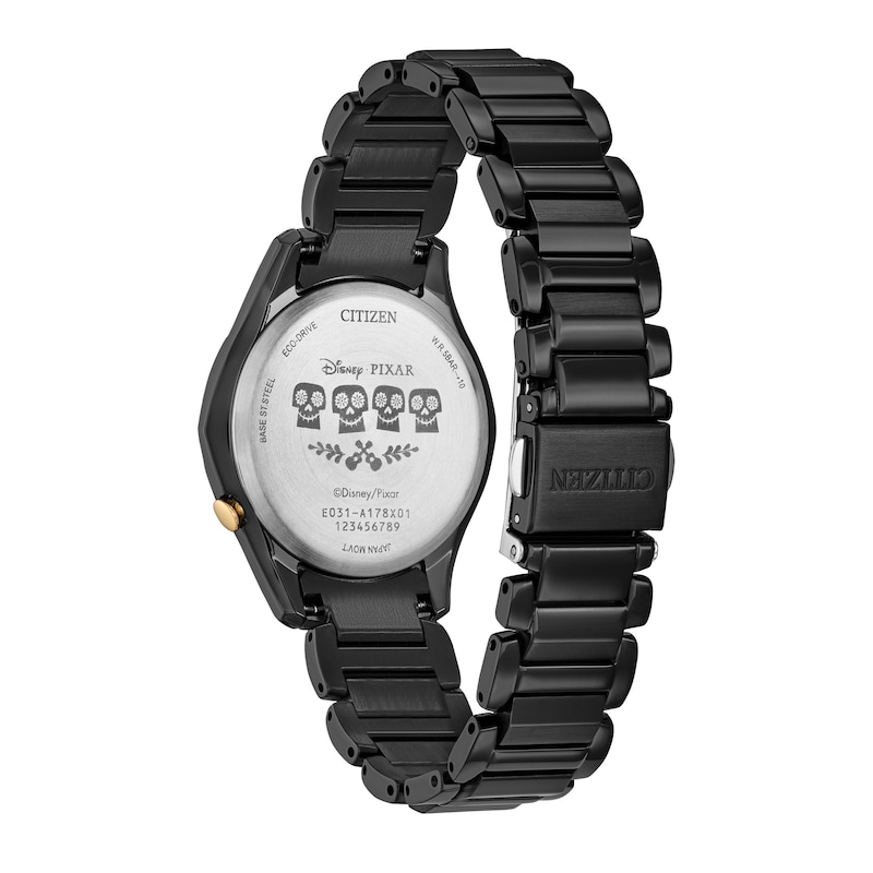 Main Image 3 of Ladies' Citizen Eco-Drive® Disney Pixar Coco Sugar Skull Crystal Accent Black IP Watch (Model: EM1175-51W)