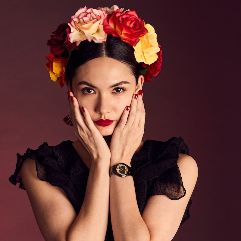 Main Image 5 of Ladies' Citizen Eco-Drive® Disney Pixar Coco Sugar Skull Crystal Accent Black IP Watch (Model: EM1175-51W)