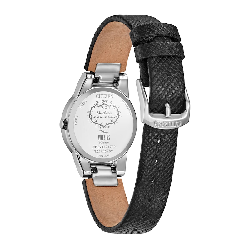 Main Image 3 of Ladies' Citizen Eco-Drive® Villains Maleficent's Charm Black Leather Strap Watch and Pin Box Set (Model: GA1080-41Y)