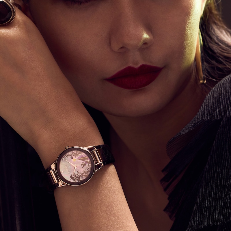 Main Image 5 of Ladies' Citizen Eco-Drive® Villains Maleficent's Charm Black Leather Strap Watch and Pin Box Set (Model: GA1080-41Y)