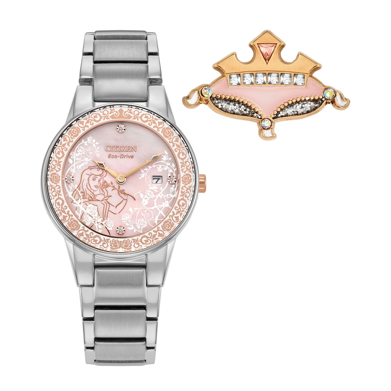 Main Image 1 of Ladies' Citizen Eco-Drive® Disney Sleeping Beauty Pink Mother-of-Pearl Watch and Pin Box Set (Model: GA1081-65N)