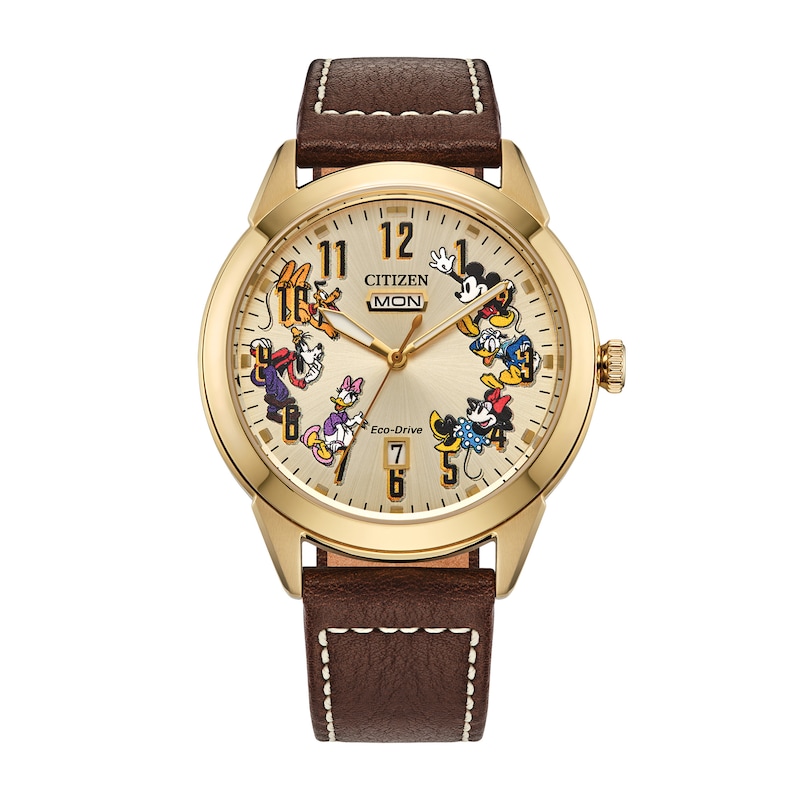 Main Image 1 of Citizen Eco-Drive® Disney Donald Duck and Crew 90th Anniversary Leather Strap Watch and Pin Box Set (Model: AW0093-04W)