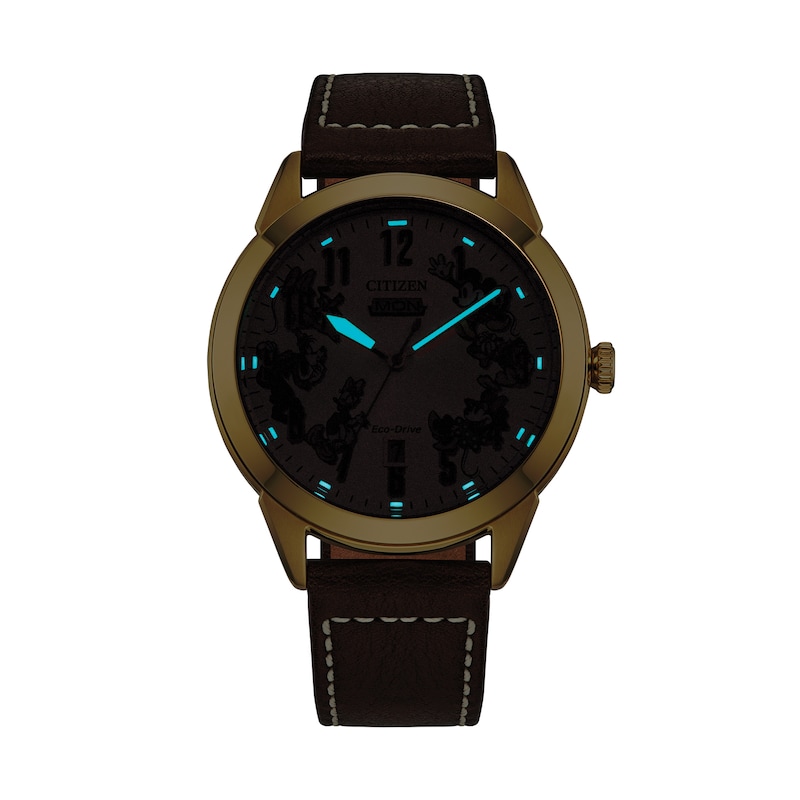 Main Image 4 of Citizen Eco-Drive® Disney Donald Duck and Crew 90th Anniversary Leather Strap Watch and Pin Box Set (Model: AW0093-04W)
