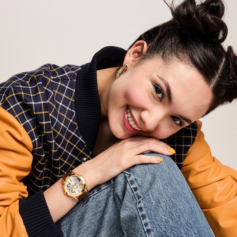 Main Image 5 of Citizen Eco-Drive® Disney Donald Duck and Crew 90th Anniversary Leather Strap Watch and Pin Box Set (Model: AW0093-04W)