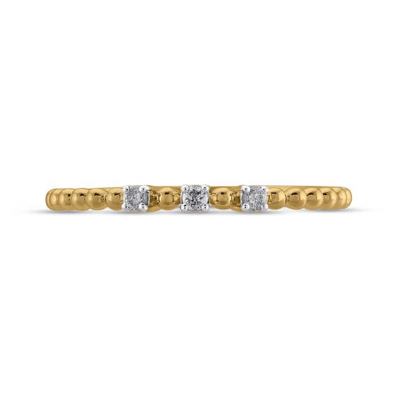 1/20 CT. T.w. Lab-Created Diamond Trio Beaded Stackable Band in Sterling Silver with 14K Gold Plate