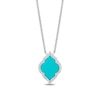 Thumbnail Image 1 of Enchanted Disney Jasmine Turquoise and 1/8 CT. T.W. Diamond Quatrefoil Frame Necklace in Sterling Silver