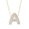 Thumbnail Image 1 of Cubic Zirconia Bubble Letter Initial Pendant in Sterling Silver with 14K Gold Plate (1 Letter)