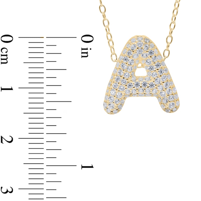 Main Image 4 of Cubic Zirconia Bubble Letter Initial Pendant in Sterling Silver with 14K Gold Plate (1 Letter)
