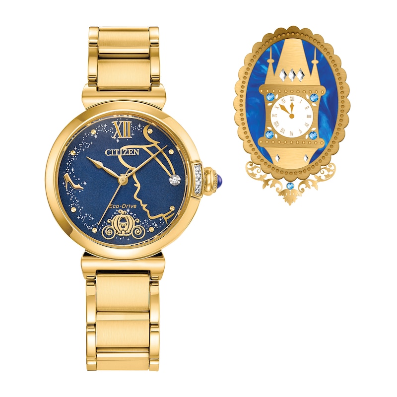 Main Image 1 of Ladies’ Citizen Eco-Drive® Disney Cinderella 75th Anniversary Diamond Watch and Pin Box Set (Model: EM1068-69W)