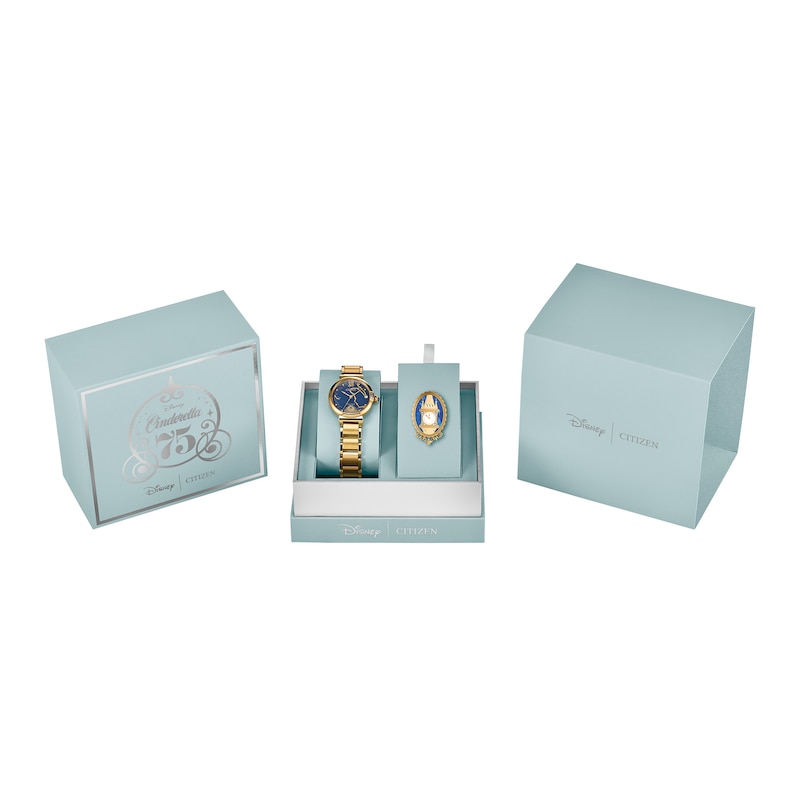 Main Image 4 of Ladies’ Citizen Eco-Drive® Disney Cinderella 75th Anniversary Diamond Watch and Pin Box Set (Model: EM1068-69W)