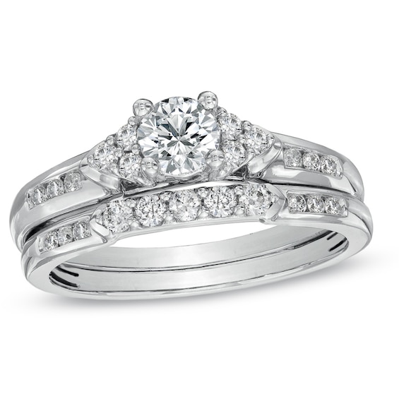 Previously Owned - 3/4 CT. T.W. Diamond Bridal Set in 14K White Gold ...