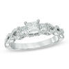 Thumbnail Image 0 of Previously Owned - 1 CT. T.W. Princess-Cut Diamond Past Present Future® Twist Ring in 14K White Gold (I/I1)