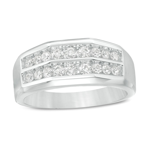 Previously Owned - Men's 3/4 CT. T.w. Diamond Double Row Channel-Set Anniversary Band in 10K White Gold