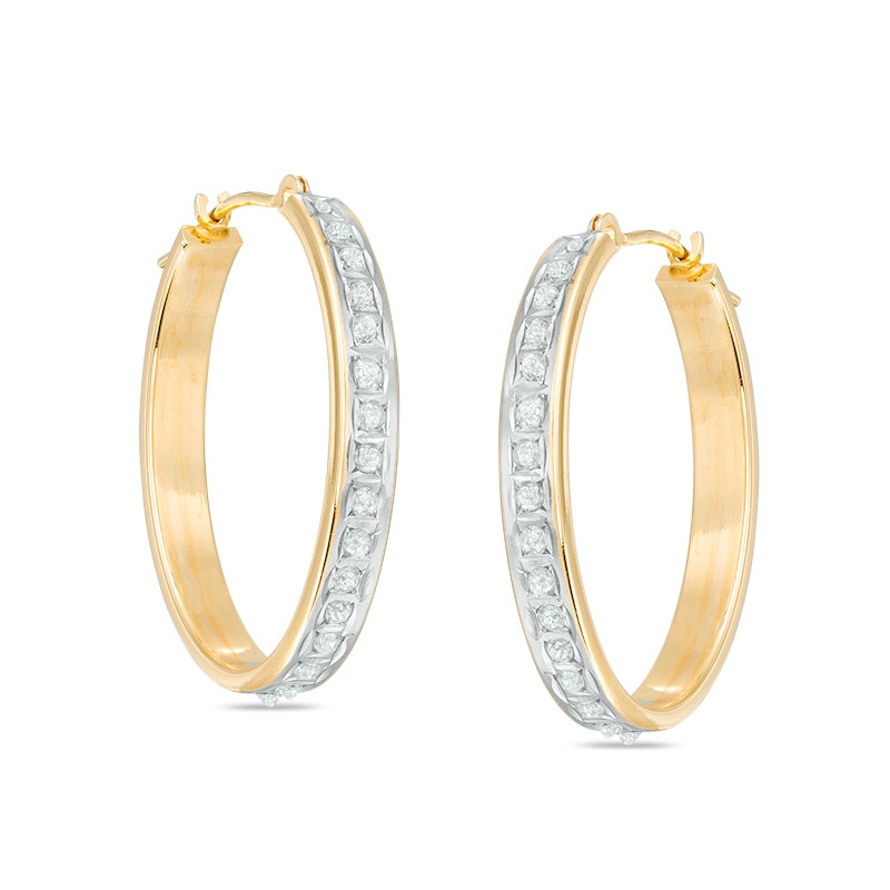 Previously Owned - Diamond Fascination™ Oval Hoop Earrings in 14K Gold ...