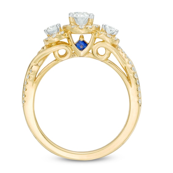 Previously Owned Vera Wang Love Collection 1 CT. T.w. Oval Diamond Three Stone Engagement Ring in 14K Gold